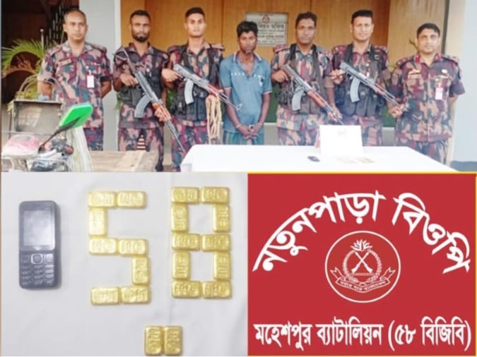 চুয়াডাঙ্গার জীবননগর সীমান্ত থেকে দুই কোটি টাকার ২০টি স্বর্ণের বারসহ আটক ১